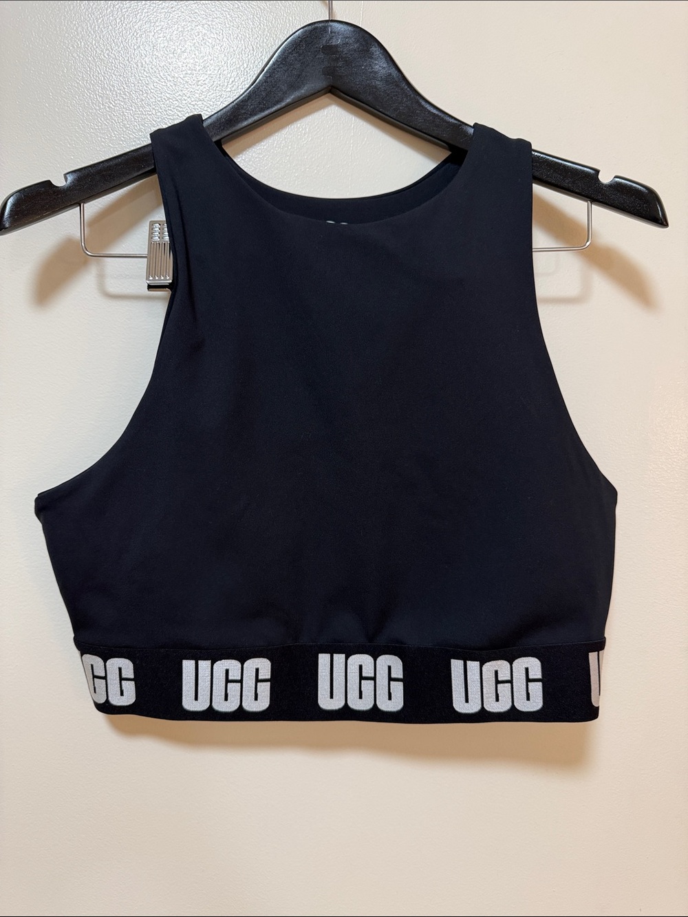 UGG Black Logo Elastic-Band Cropped Sports Tank